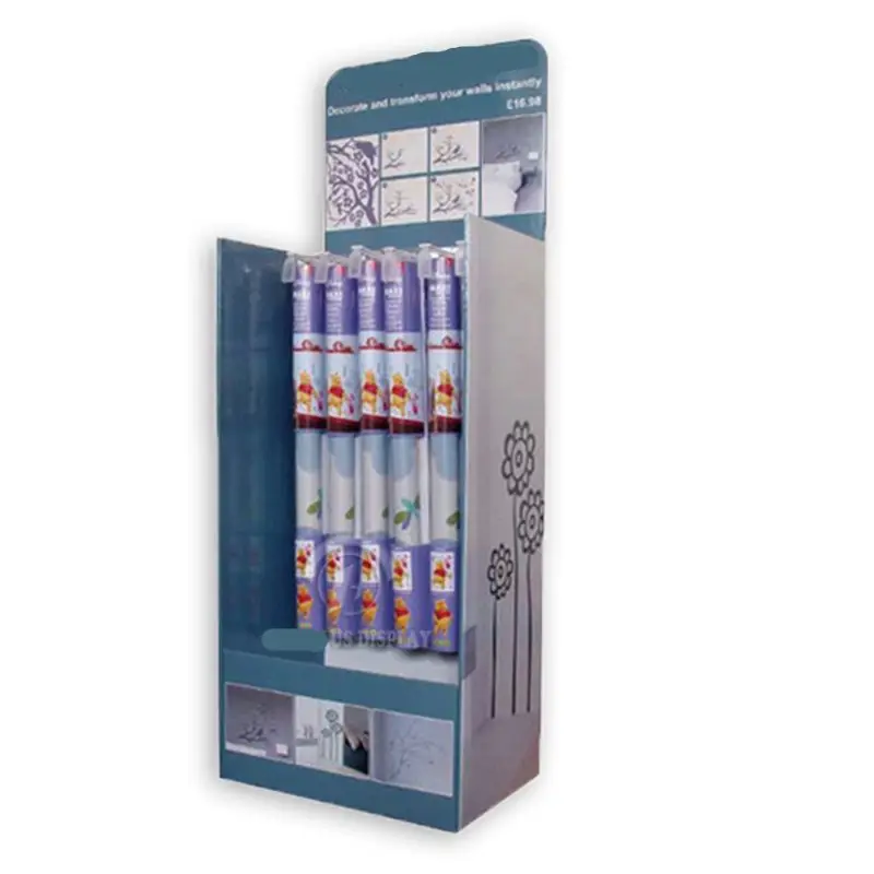 Wallpaper Pop Up Cardboard Hook Display Racks Corrugated Umbrella Rain Gear Hook Floor Display Stand