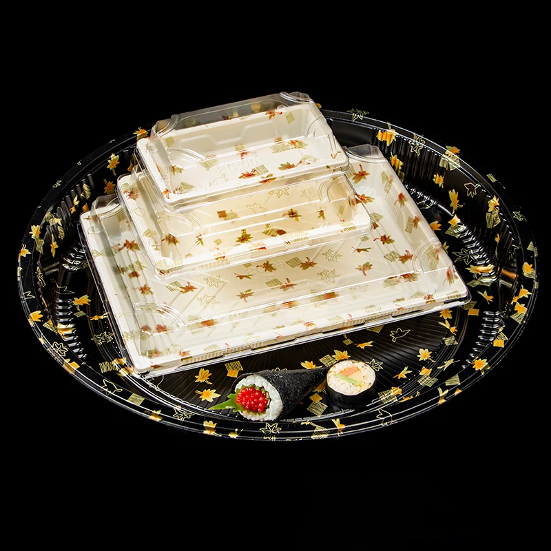 Factory High Quality Food Grade Disposable Sushi Box Container Food Grade Thickness PET Sushi Sashimi Packaging Tray