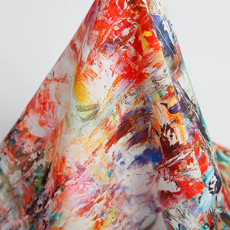 Pure linen high quality 17*17/52*53 Linen soft fabric red Floral for comfortable clothing