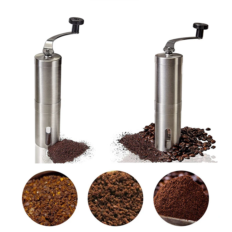 Adjustable Manual Coffee Grinder Pateinted Conical Burr Mill Brushed Stainless Steel Utensil Whole Bean Burr Coffee Grinder