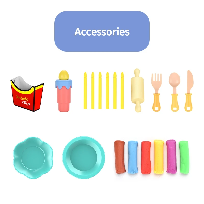 New Fashion Preschool Game Creative DIY Safety Dessert Kitchen DIY Plasticine Tool Set Super Clay Color Clay Cake Toy