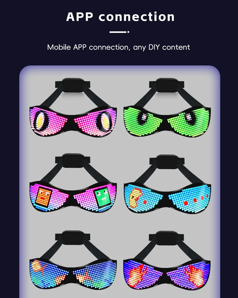 APP Programmable LED Luminous Glasses USB Rechargeable DIY shining Glasses for party Nightclub Festivals Christmas Birthday