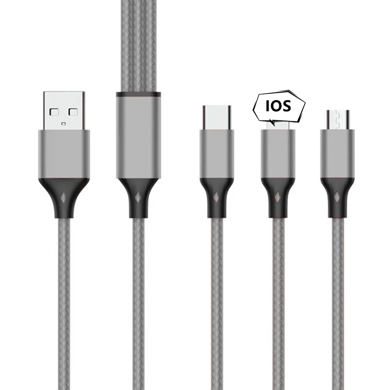 Factory price 3 in 1 USB charging Cable for type-c Android usb fast charger cable mobile phone tablet charging cable