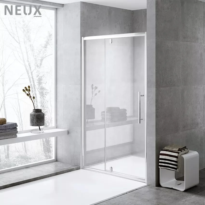 Chrome Aluminum Framed Shower Room Bathroom Clear Tempered Glass Hinge Pivot Shower Door