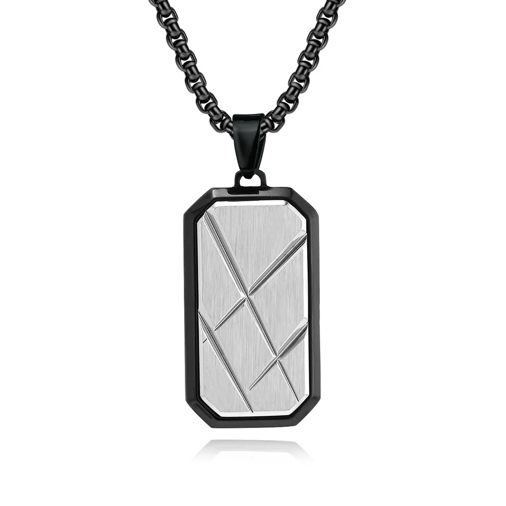 Hip Hop Punk Scratch Trendy Plated Waterproof Tarnish Free Stainless Steel Pendant Fashion Jewelry Necklaces Mens Man