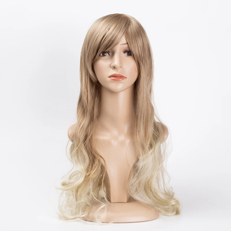 Cheap fashion Corn Perm lady fluffy long curly high temperature fiber synthetic wigs for african