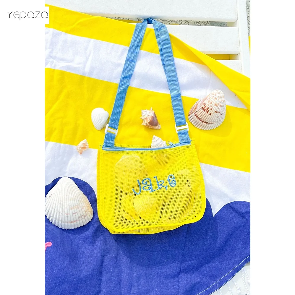 Monogrammed Backpack Sea Shell tennis Bags yellow small cute mesh net beach bag kids customised