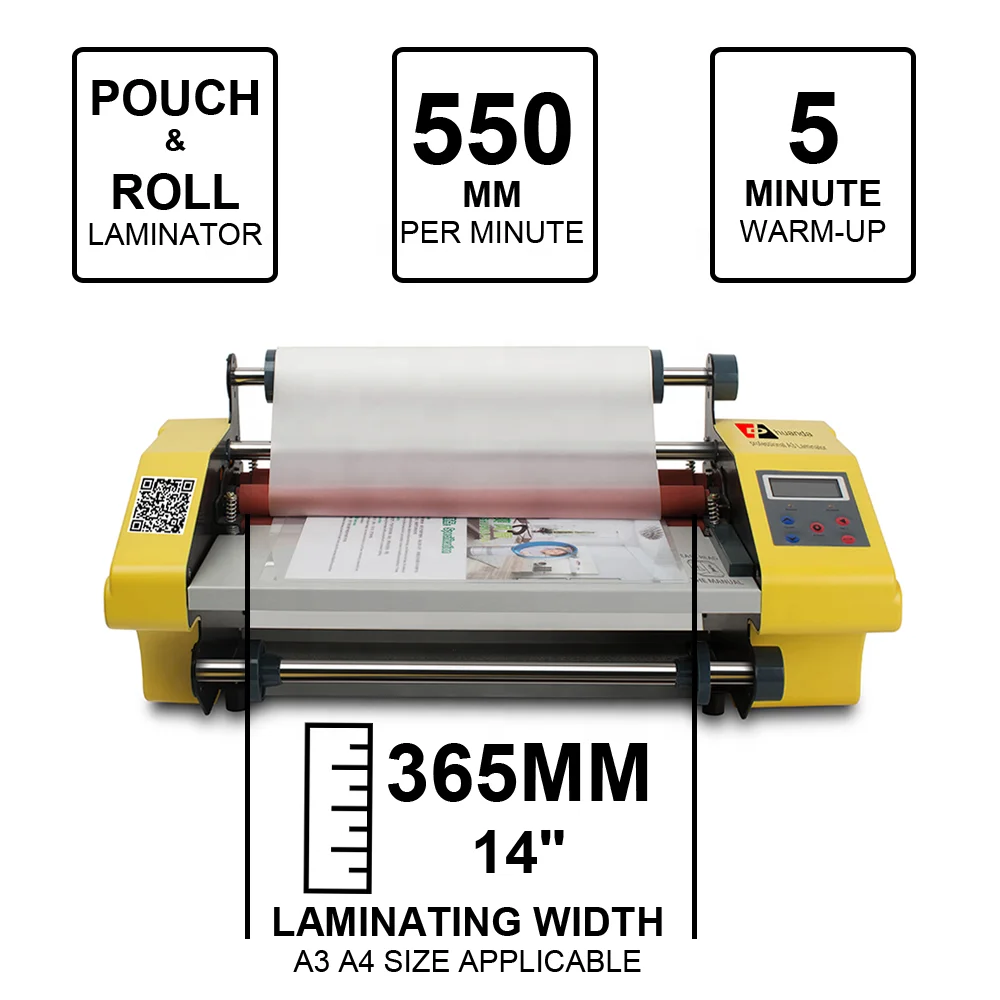 Huanda HD-FM365 A3 A4 Roll to Rol Thermal Lamination Automatic Cold Roll Laminator Machine