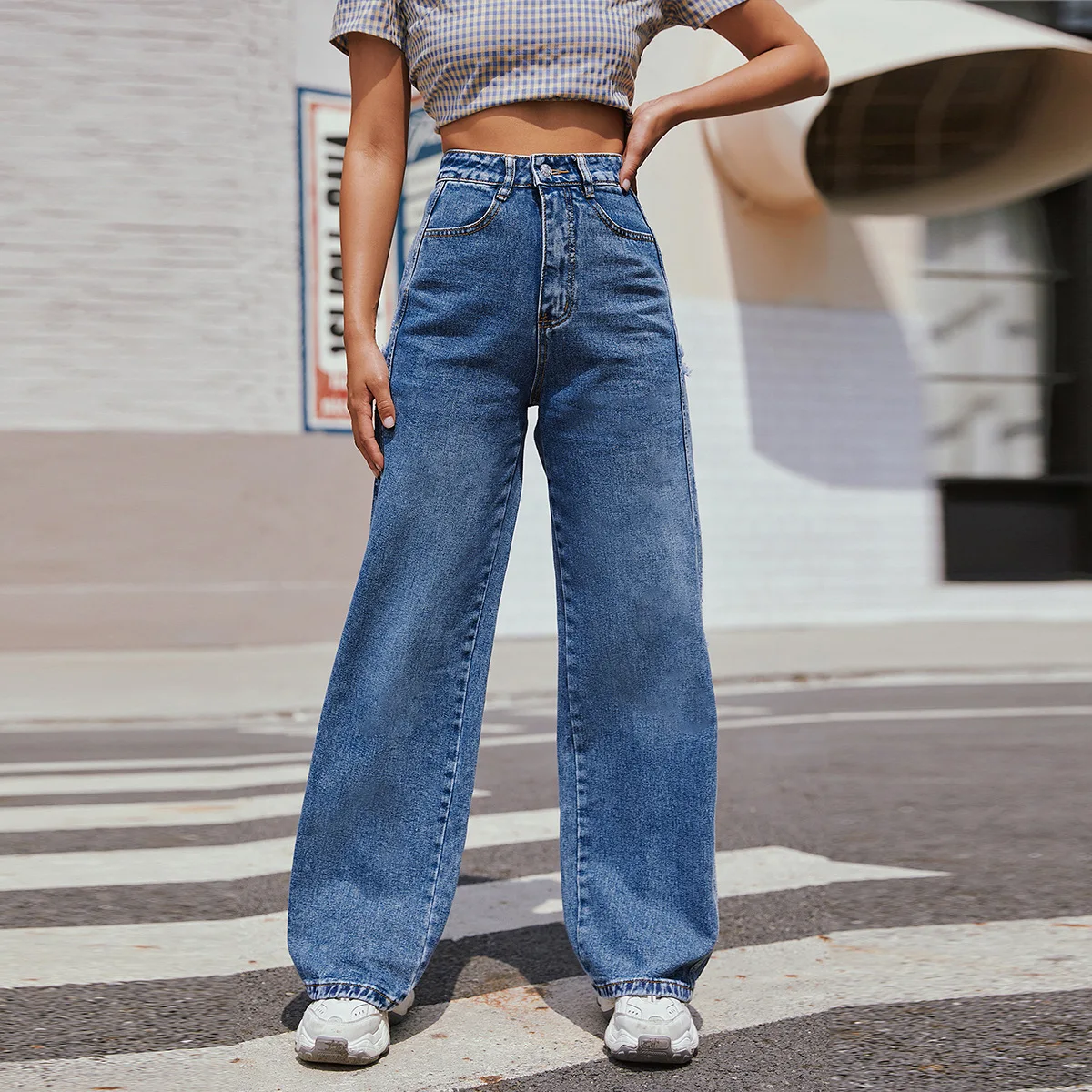 wholesale women jeans high waist straight pants women high fashion streetwear 2023 Denim jeans