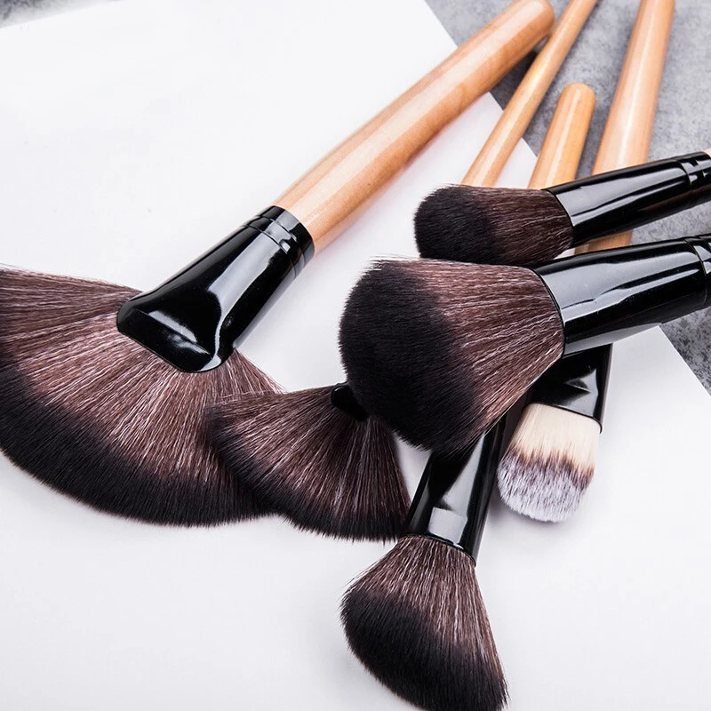32pcs Good Quality Wooden Handle Makeup Brush Roll Types Of Makeup Brushes