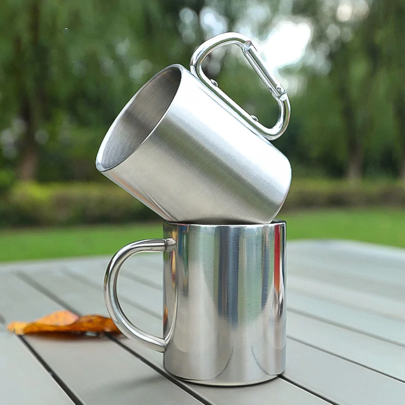 Вакуумная Изолированная кофейная чашка Lihong с двойными стенками для молока пива кемпинга Пользовательский логотип стакан из нержавеющей стали ручкой