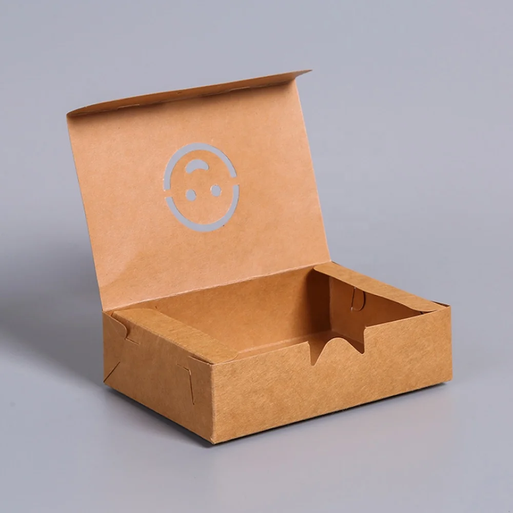 Biodegradable Chicken Takeout Hot Fast Food Fried Boxes Lunch Takeaway Box Disposable Rigid Boxes KS Kraft Paper Packaging Brown