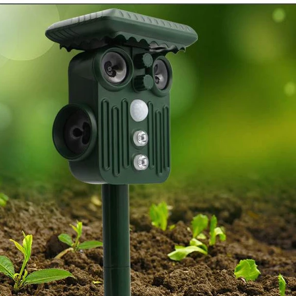 Outdoor Ultrasonic Animal Repellent Solar Powered Motion Sensor 5 Levels Dog Cat Raccoon Rabbit Garden Infrared Sensor Repeller