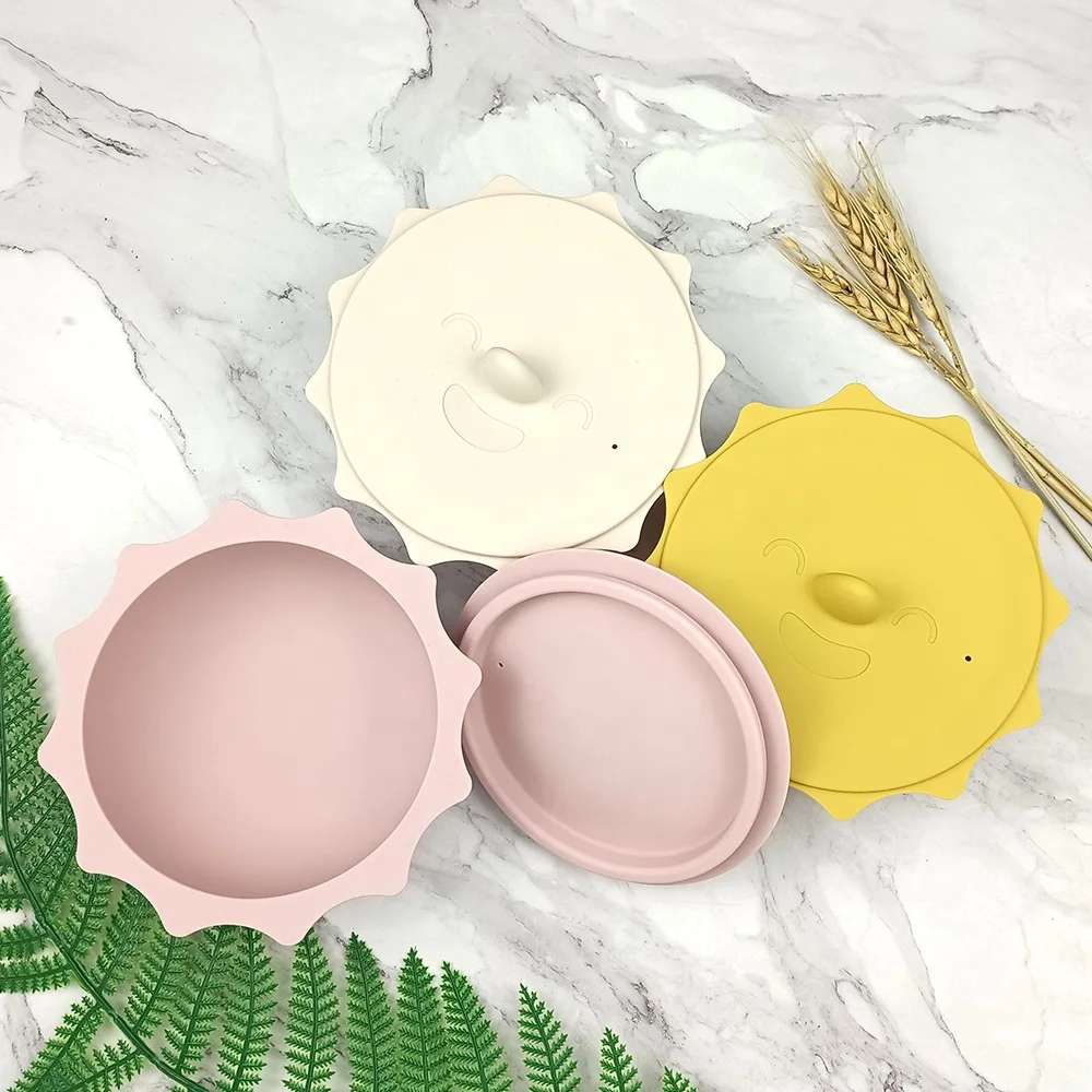 Unbreakable Microwave Safe Slip Silicone Rubber Feeding Bowl Suction Silicone Baby Bowl With Lid