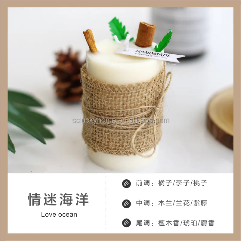 Candle Factory Wholesale Vegetable Wax Handmade Twine Scented Candle Smokeless Fragrance Home Living Room Ornaments Christmas