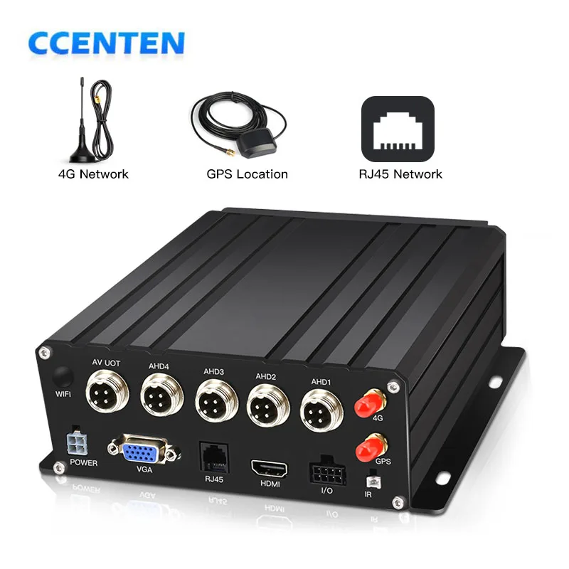 CCT 4-CH AHD monitoring dual SD card GPS positioning 1080P HD full network 4G hard disk storage car mounted video recorder