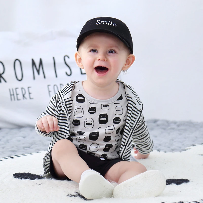 
Wholesale Baby Boys Autumn Clothes Toddlers Stripe Hooded Coat Baby Cardigan Coat 100% Cotton Quality Clothing 