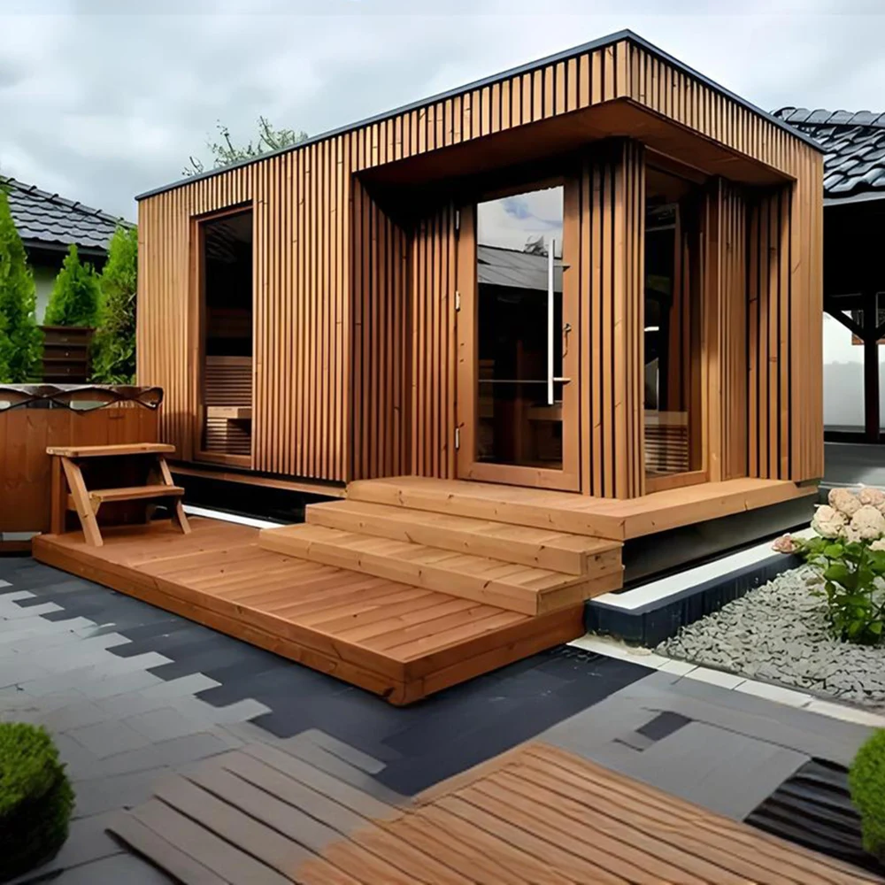 Modern design, luxury cedar/hemlock outdoor sauna, electric stove and far infrared heated garden shed