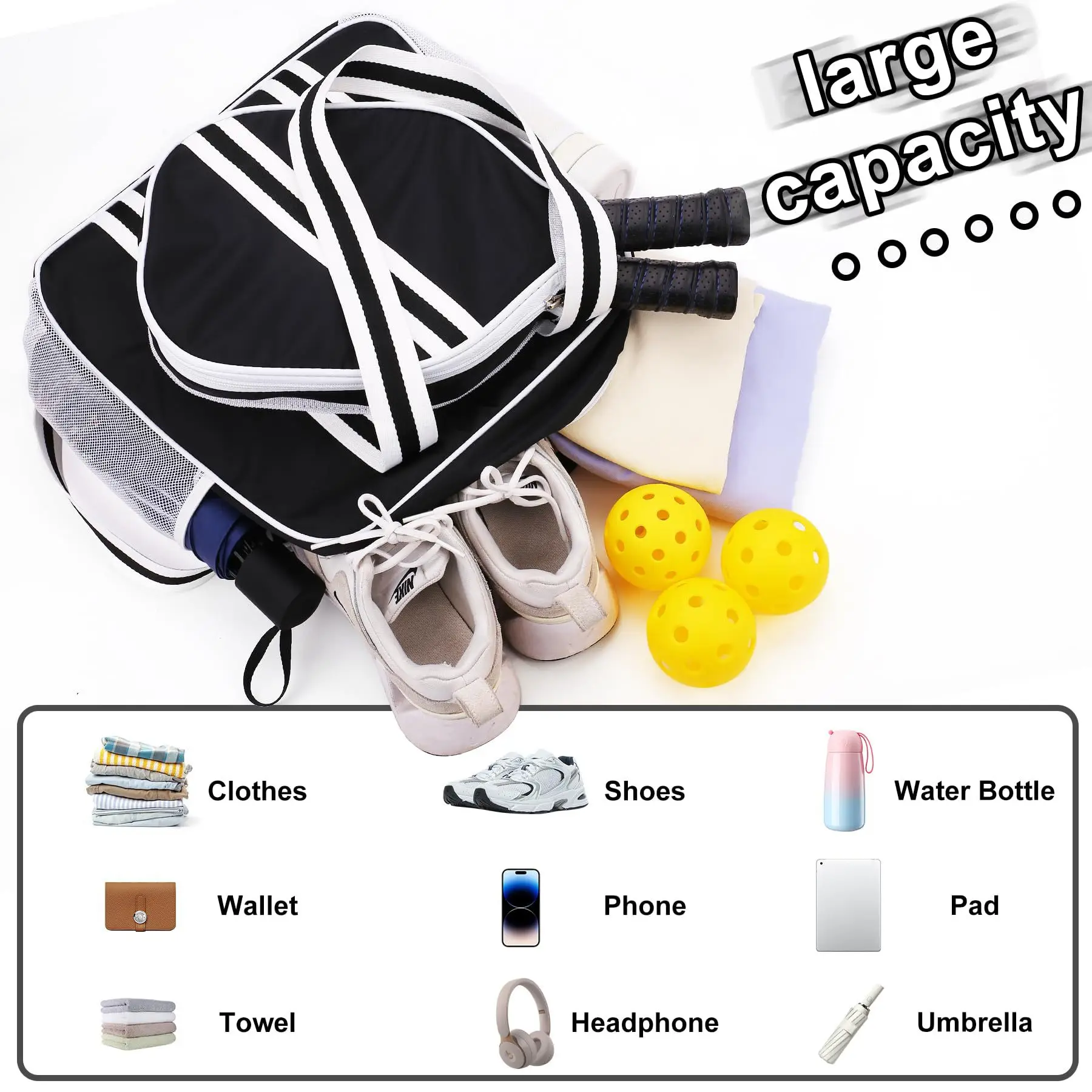 Outdoor Sports Pickle Ball bag Portable Pickleball bag Single Shoulder Racquetball Racket Large Capacity Badminton Bag