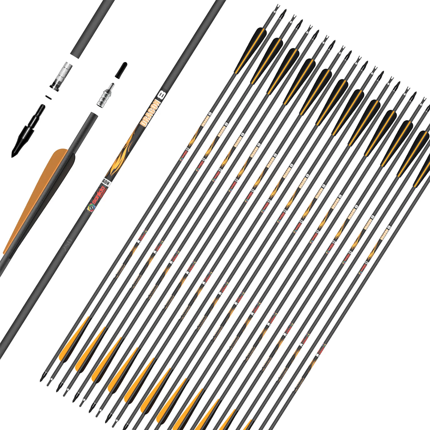 Sanlida Dragon 8 Compound Arrows For Archery Bow Hunting 24pcs Pack Multiple Spine Options