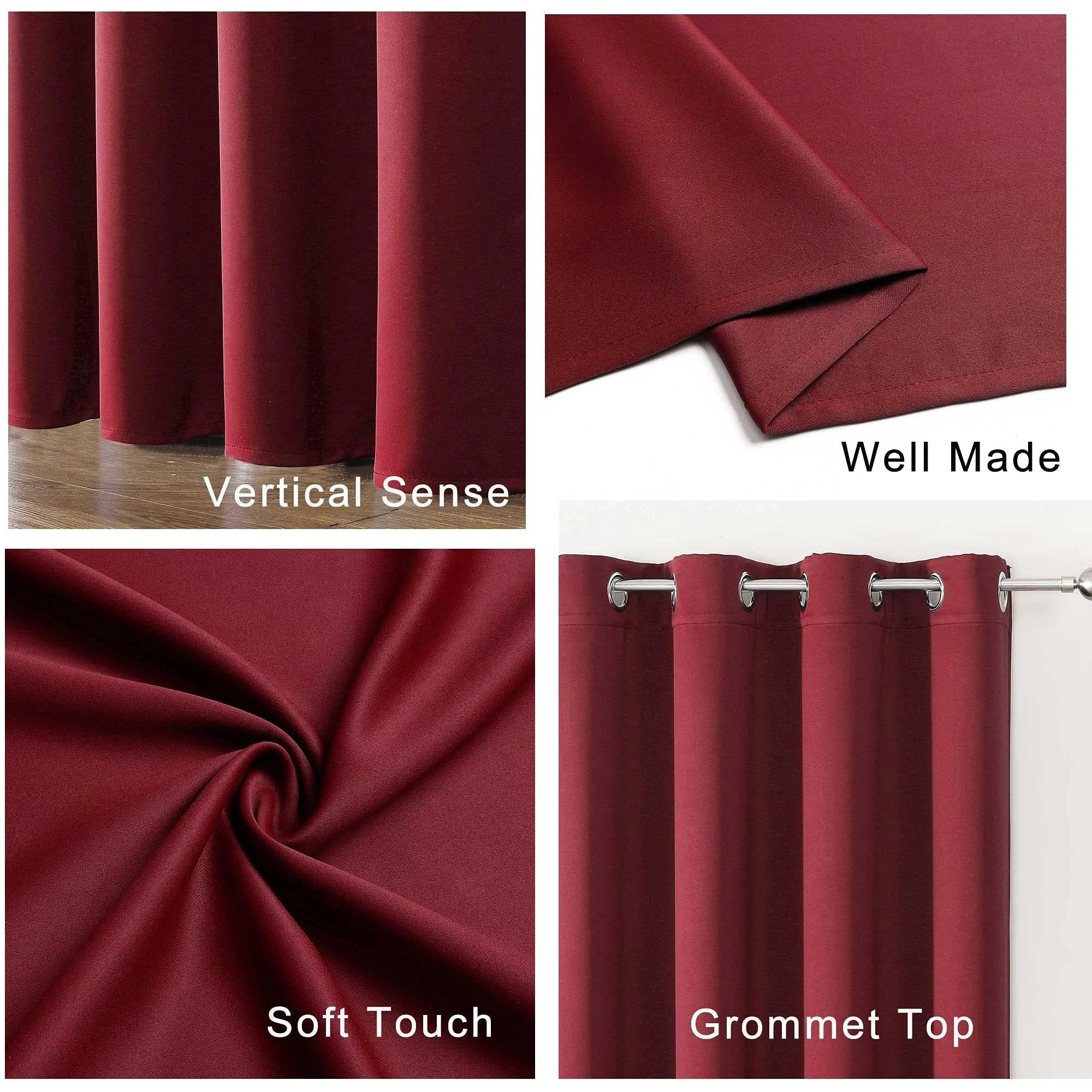 Bindi Wholesale Thermal Insulated Room Darkening Christmas Window Drapes Red Curtain For Bedroom