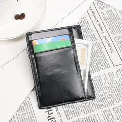 Slim Minimalist Front Pocket RFID Blocking Card Sleeve Leather Wallets for Men Women Cardholder