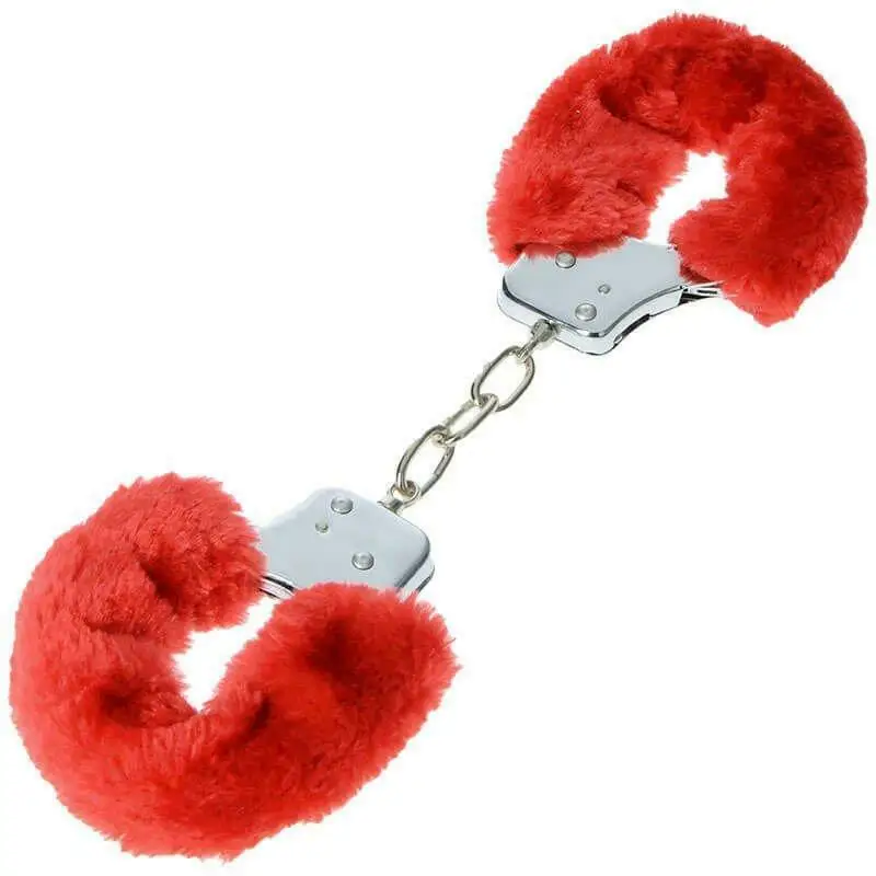 Fluffy Furry Handcuffs Hen Fancy Dress Stag Night Girls Party Role Play Sexy Toy Red Handcuffs