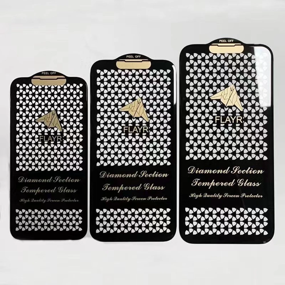 Wholesale for iPhone 13 pro max diamond facet Tempered Film For iphone 12 pro full Screen Protector Film 12 Pro glass