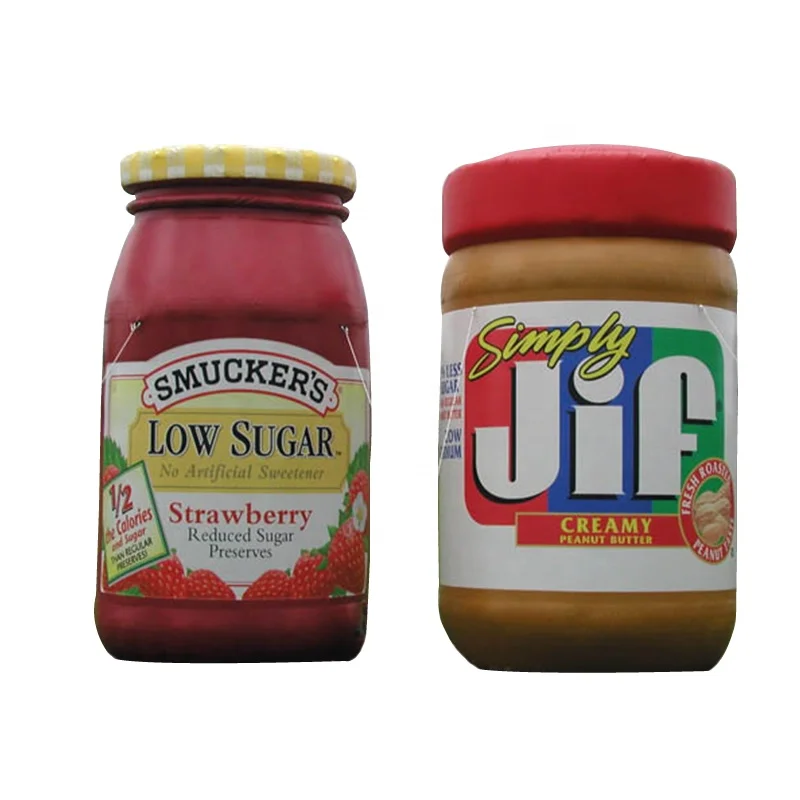Hot sale Custom logo big Inflatable Peanut Butter and Jelly Jars Replicas with blower for sale