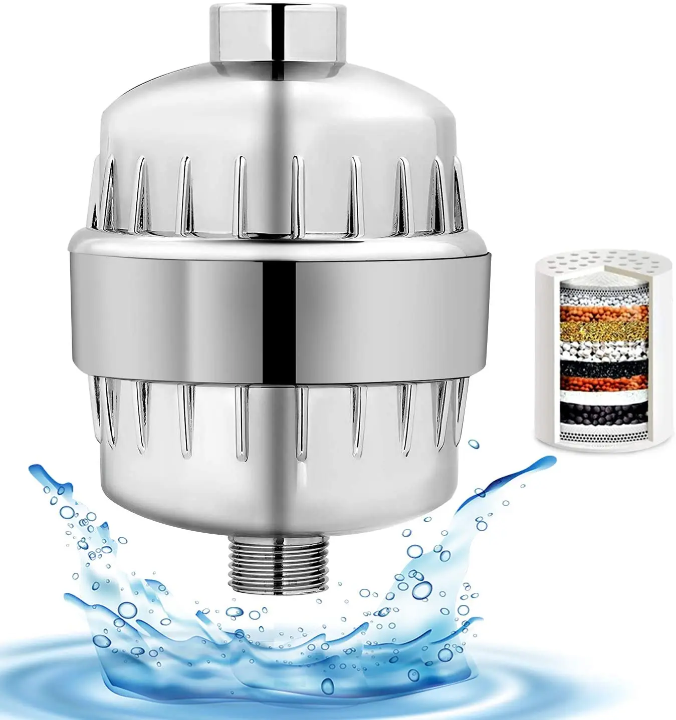 Shower Filter, 15 Stage Bathroom Filter For Hard Water Containing Vitamin C, Removing Impurities Heavy Metal Chlorine Fluoride