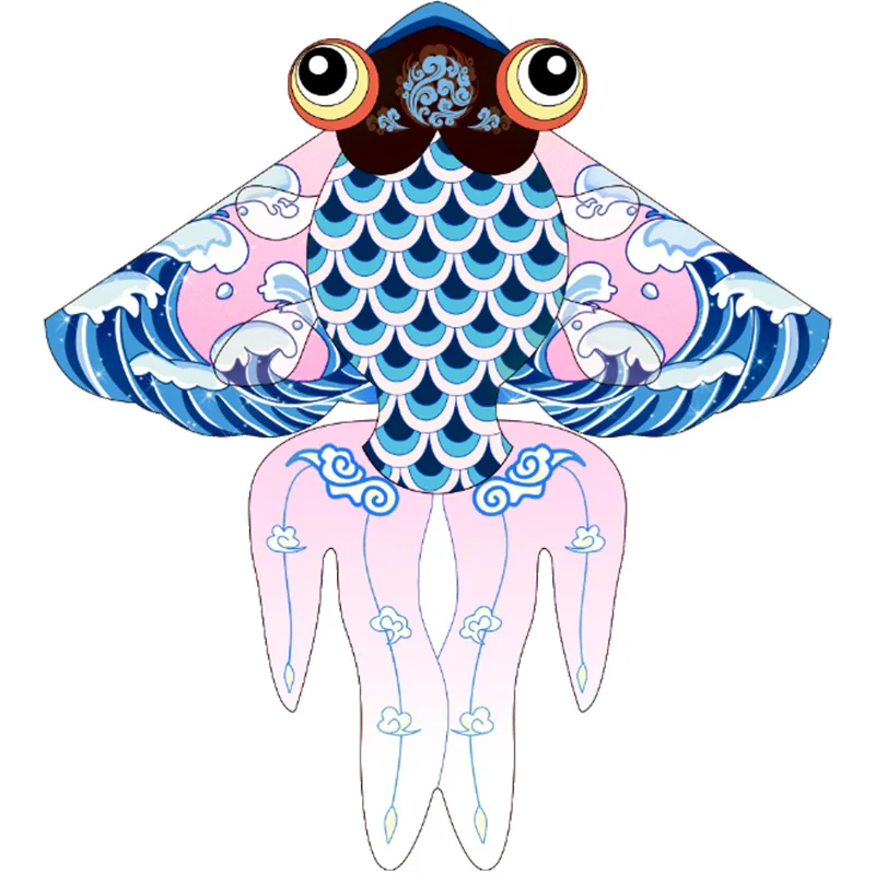 2022 New Design Outdoor Flying Blue Golden Fish Kite with Thread