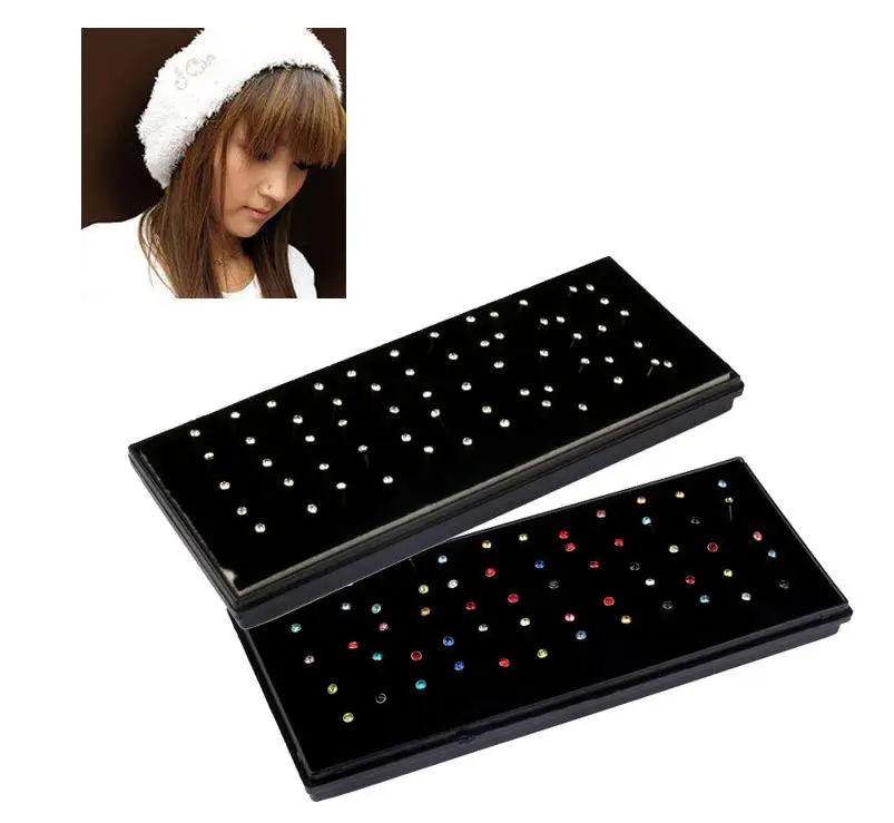 40/60PCS Surgical Steel Crystal Nose Pack Indian Nose Lot Piercing Set Crystal Nariz Ring Bulk Nose Piercing Stud Jewelry Set