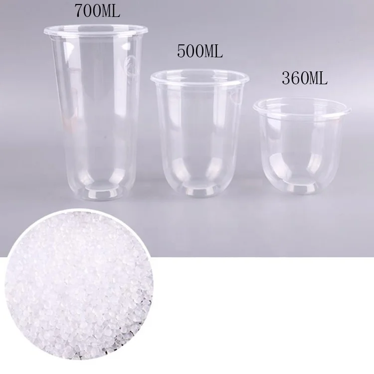 Customized Logo 95mm Clear Disposable Plastic U Cup Boba Bubble Milk Tea Cup