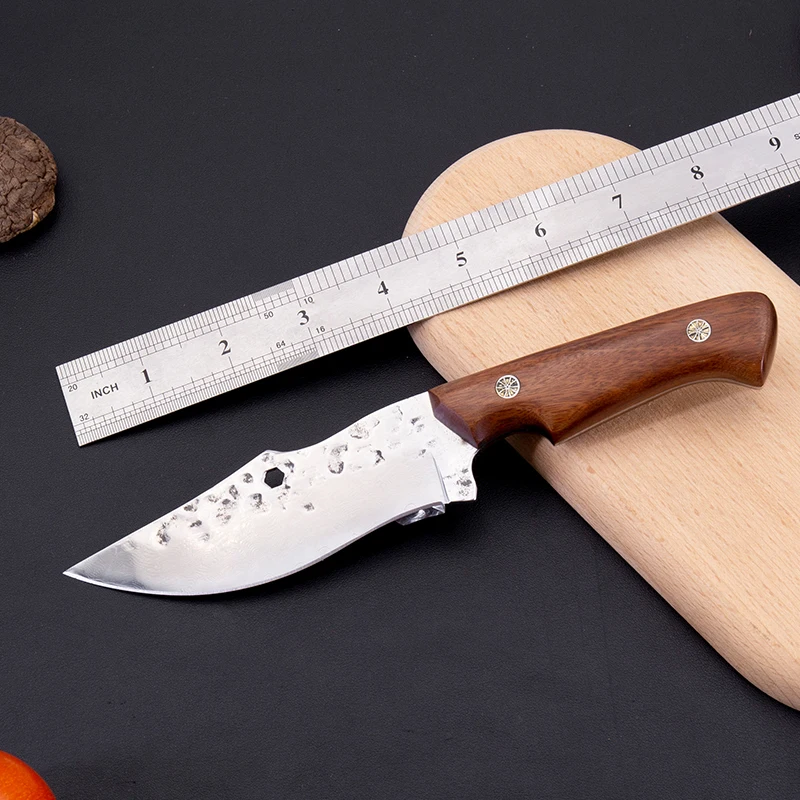 Home kitchen use wood handle cleaver butcher knife sharp stainless steel blade damascus knife with leather sleeve
