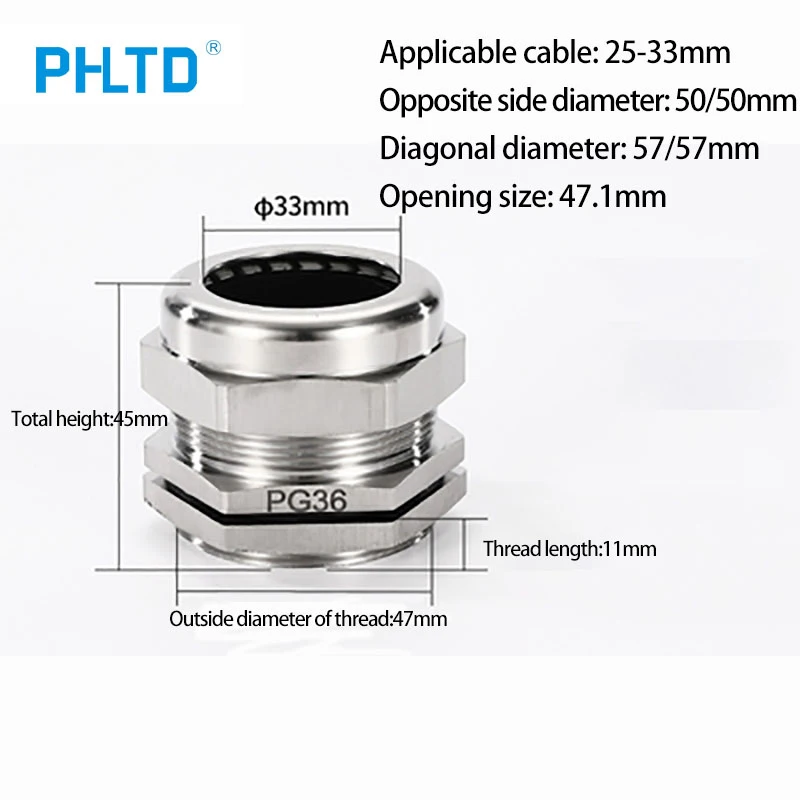 Small Nickel Brass Cable Gland With Strain Relief Ip68 Waterproof Cord Wiring Connector Stainless Steel