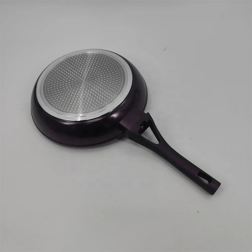 Burgundy Dazzling Non-stick Coating 20 24 28cm Fry Pan Set Aluminum Cookware Set Fry Pan With Thermometer Color Changing