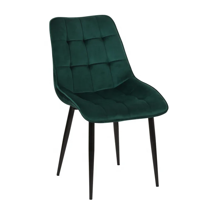Modern Green Velvet Restaurant Dining Chair With Metal Legs For Living Room