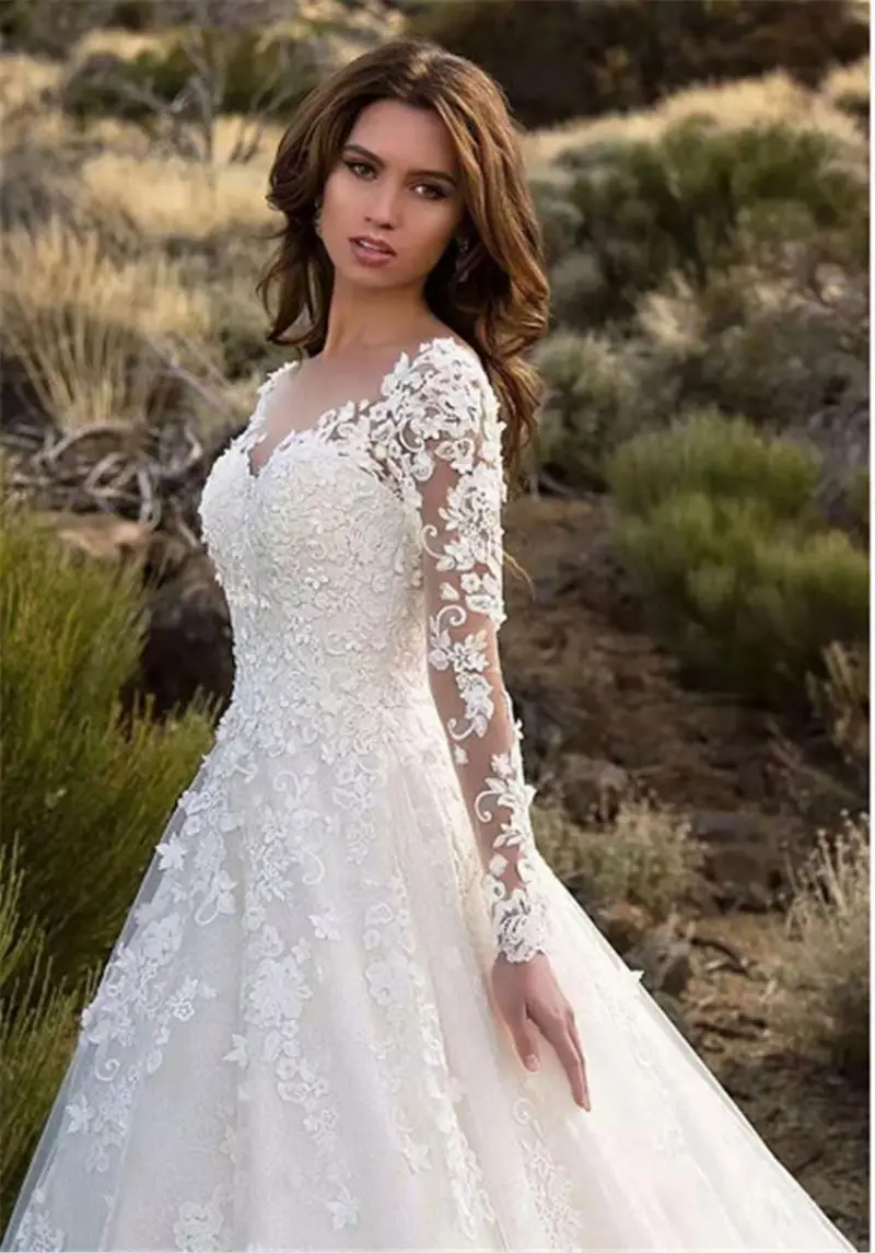 Wedding Dress Bridal Gowns for Womens Long Sleeve One Shoulder Bridal Wedding Dresses