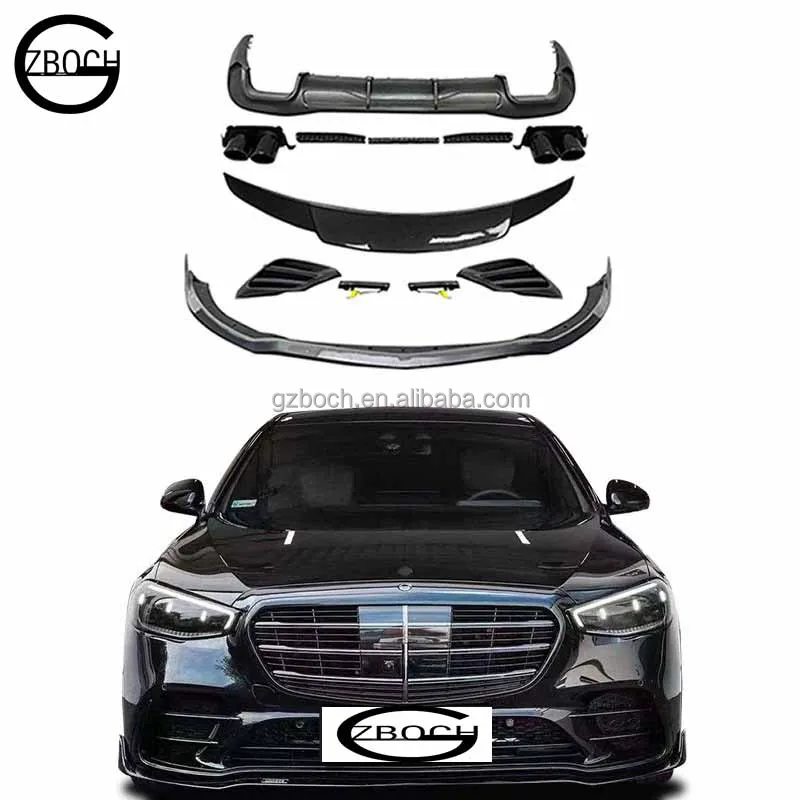 High quality Body kit For Mercedes Benz W223 S class to upgrade Bra bus front Lip Rear bumper lip tips Spoiler vents
