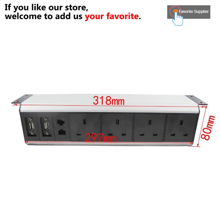 
Side Installation Socket Under the Table Socket 4 EU Power Sockets+2 USB Charger + 2 RJ45 Connectors High-end Conference Office 