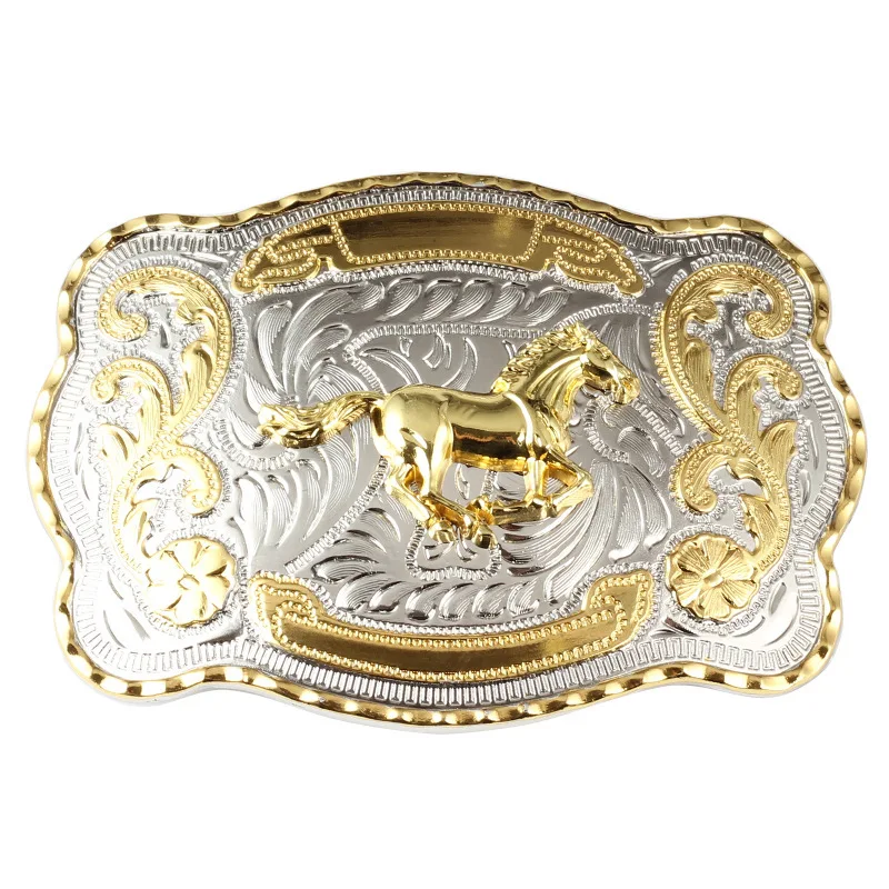 New arrival Metal Custom round Horse model Western Style Cowboy ride horse logo Rodeo GoldBelt Buckles