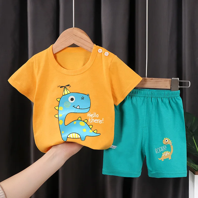 Kids Summer Boys Girls Short Sleeve Set Baby T-shirt Shorts Set Summer Kid Clothes Boys Clothes Set