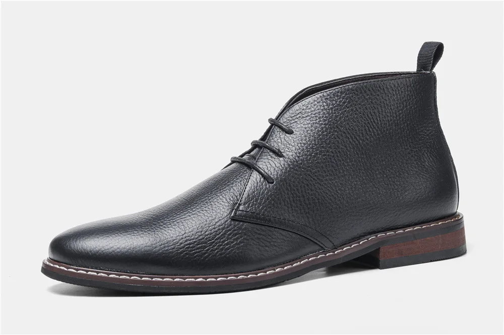 Black Genuine Leather Poloboots Business Chukka Boots for men