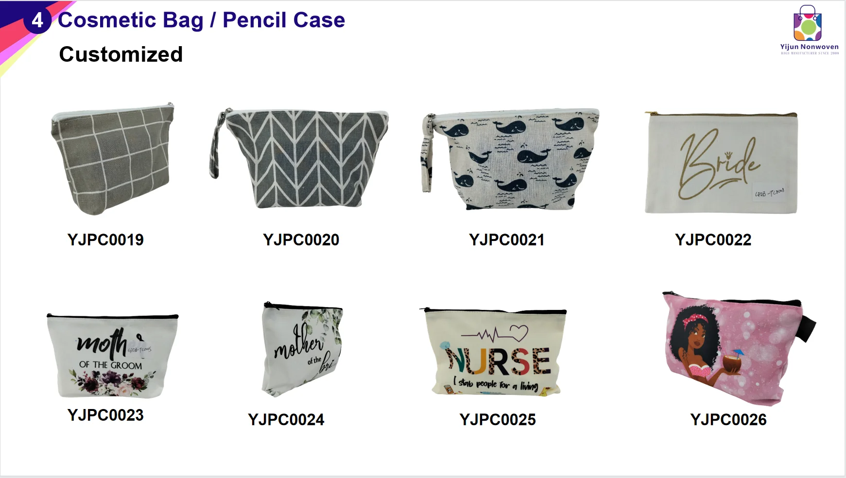 customized Canvas Coin Pouch Purse Multi-Function Toiletry Travel mini Makeup Cosmetic Bag With Metal Zipper