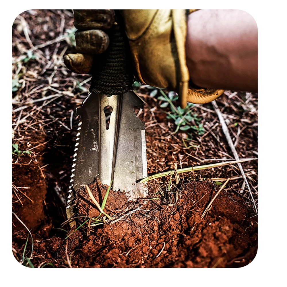 Multitool  Stainless Steel Backpacking Shovel Camping Hand Trowel With Carrying Pouch For Digging Metal Detecting Gardening