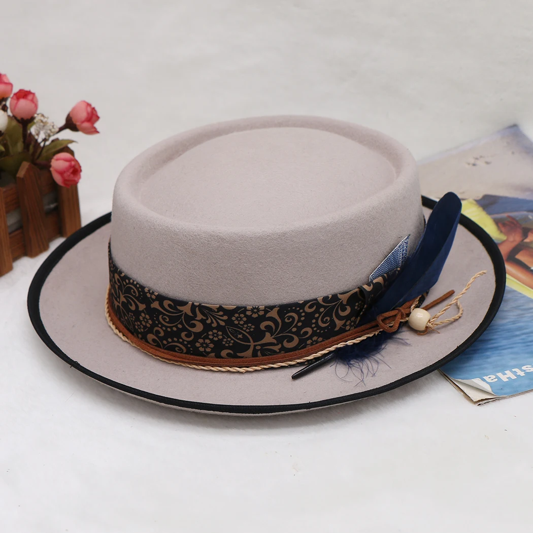 Pure Wool Felt Fedora Hat Open Road Vintage Rancher Hat Airway Vented Panama Hats for Men Women