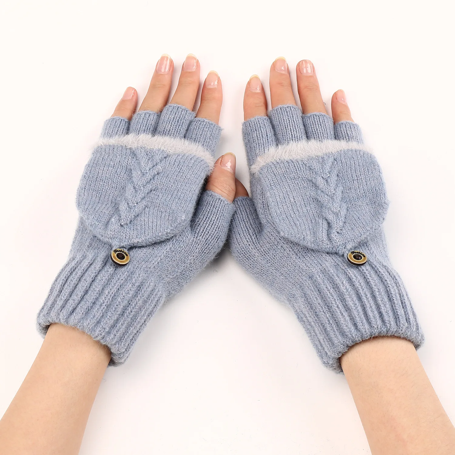 Autumn Winter Knitted Fingerless Half Finger Gloves For Women
