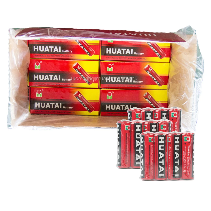 Ce Um3 R6 Pack of Aa Battery Wholesale Carbon Zinc Pile 1.5V Heavy Duty Huatai