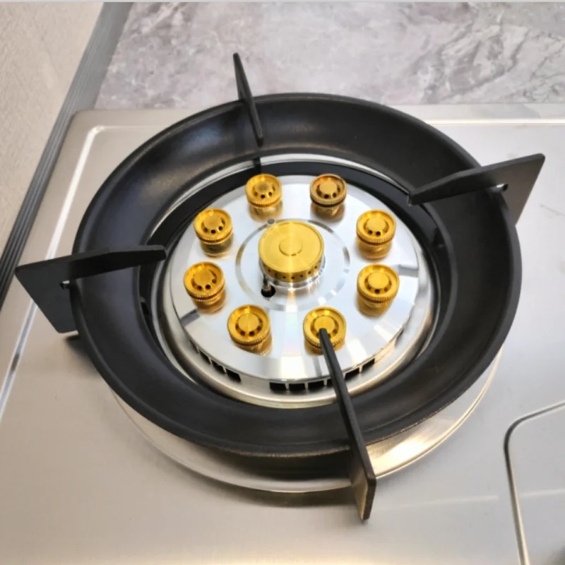 Made in China Build in Gas Stove 2 Burners Stainless Steel Panel Nine Heads Design Gas Cooktop Battery Stove for Cooking