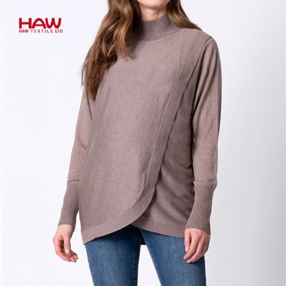 
High Quality Woolmix Maternity Long Sleeves Double Front High Collar For Pregnant Nurse Women Sweater 